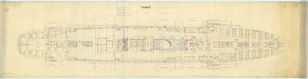 Upper deck plan for HMS 'Tamar' (1863)