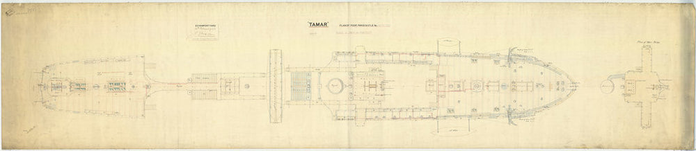 Poop deck, forecastle deck and bridges plan for HMS 'Tamar' (1863)