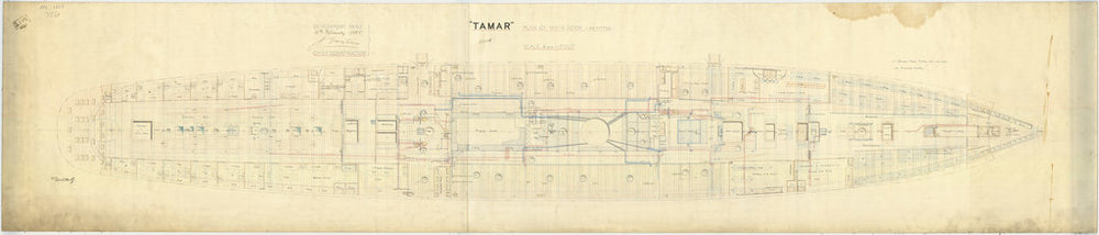 Main deck plan for HMS 'Tamar' (1863)