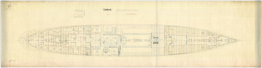 Lower deck plan for HMS 'Tamar' (1863)