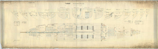 Hold and section plan for HMS 'Tamar' (1863)