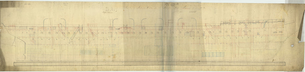 Inboard profile plan for HMS 'Tamar' (1863)