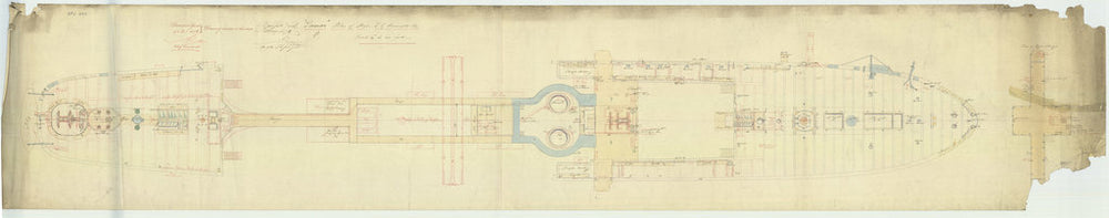 Poop and forecastle deck plan for HMS 'Tamar' (1863), as fitted