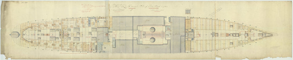 Lower deck plan for HMS 'Tamar' (1863), as fitted