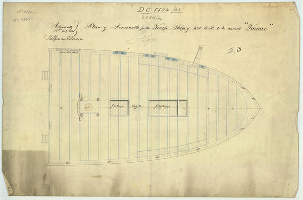 Forecastle deck plan for HMS 'Tamar' (1863)