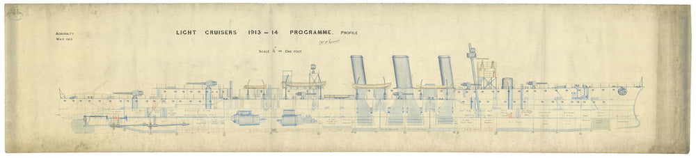 Inboard profile plan for HMS 'Caroline'