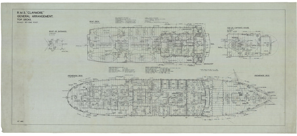 Plan of top decks of Claymore (1955)