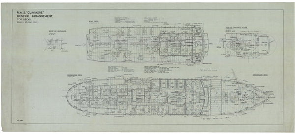 Plan of top decks of Claymore (1955)