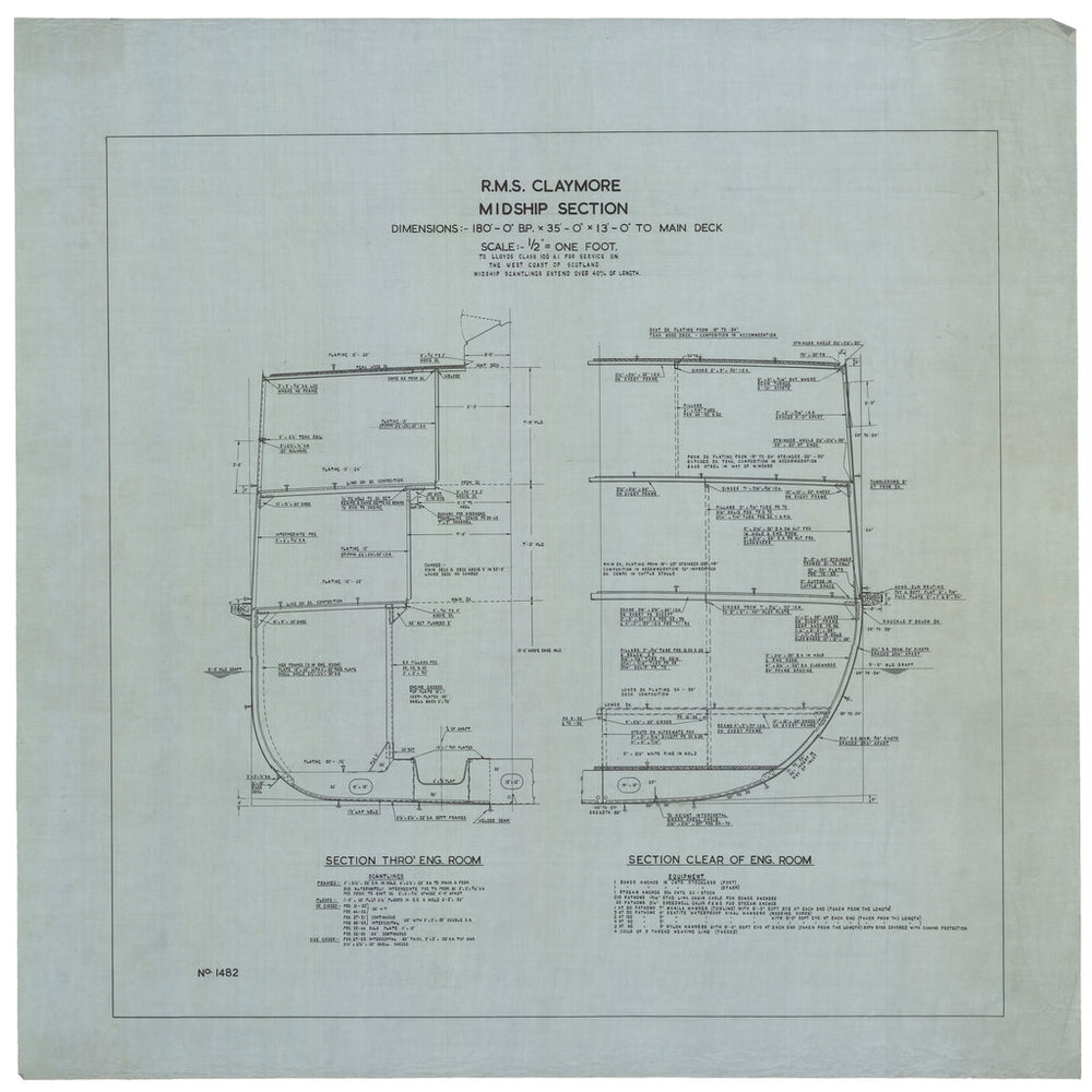 Midship section plan of 'Claymore' (1955)