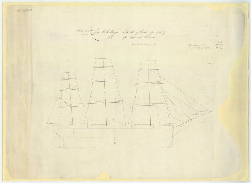 Sail plan for 'Challenger' (1858)