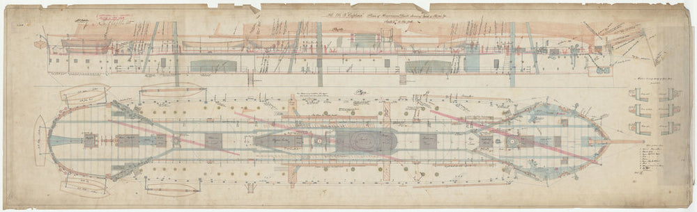 Hurricane deck plan for HMS Captain (1869)