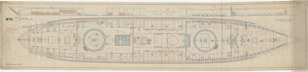 Lower deck plan for HMS Captain (1869)