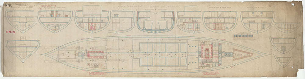 Section plan for HMS Captain (1869)