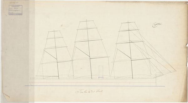 Sail plan for HMS Captain (1869)