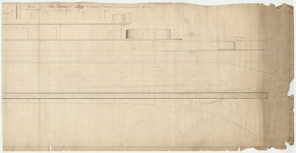 One half of a body plan for Dreadnought (1875)