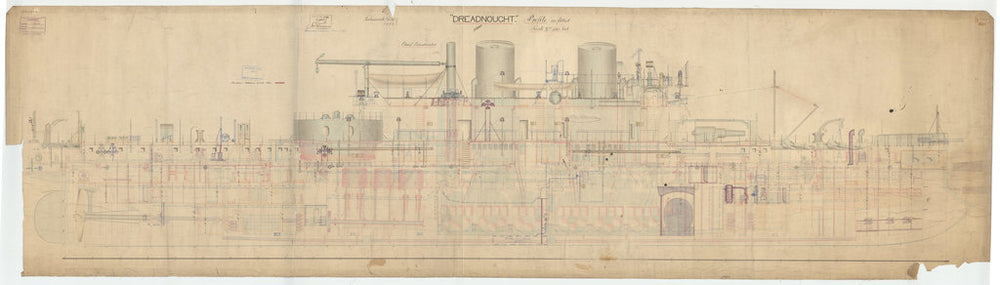 Inboard profile plan of Dreadnought (1875)