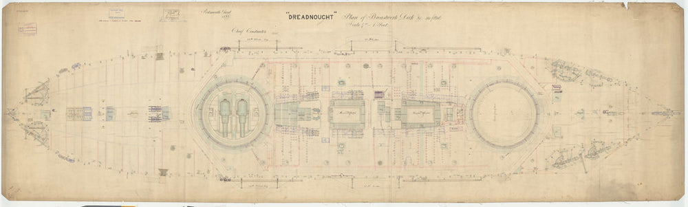 General arrangement plan for brestwork deck of Dreadnought (1875)