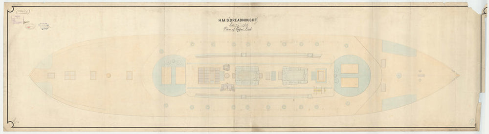 Upper deck plan of Dreadnought (1875)