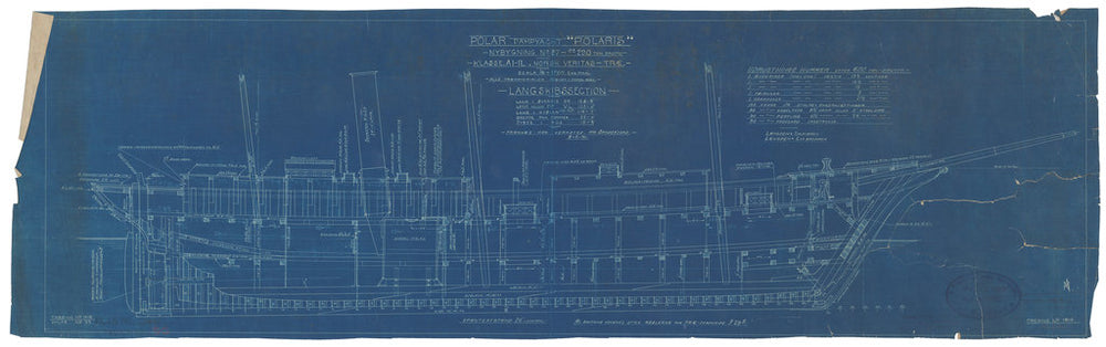 Longitudinal section plan of Endurance (1912), as Polaris