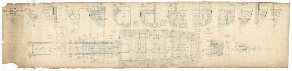 Holds and sections plan for HMS Antrim (1903)