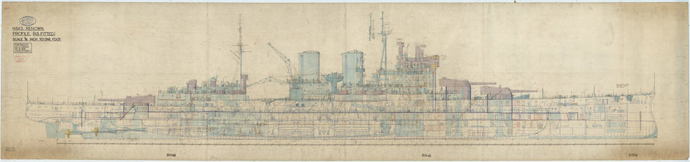 Profile plan for HMS Renown (1916) as fitted 1940