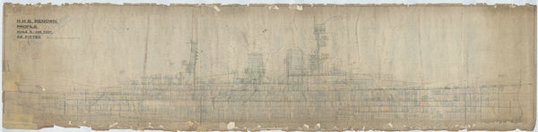 Profile plan for HMS Renown (1916) as fitted 1916 with 1926 modifications