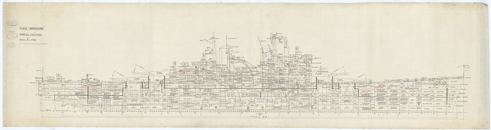 Profile plan for HMS 'Vanguard' (1944) with 1954 mods.