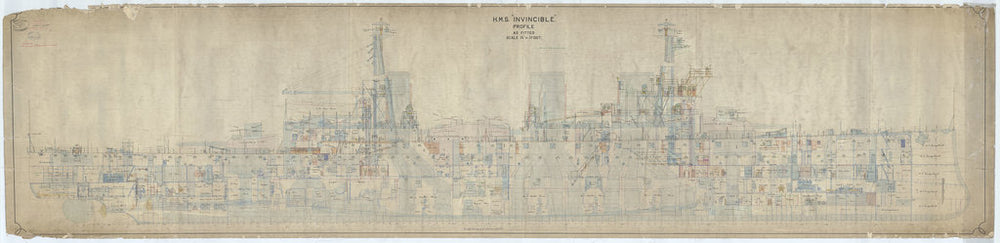 Inboard profile plan for Invincible (1907)