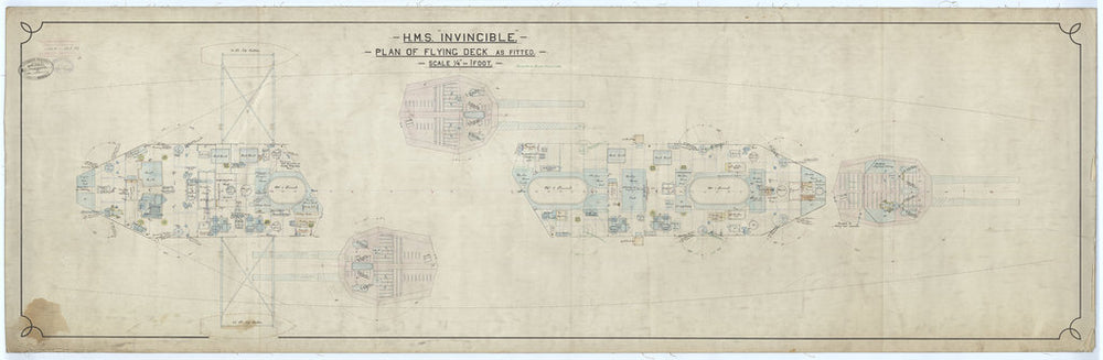 Flying deck plan for HMS Invincible (1907)