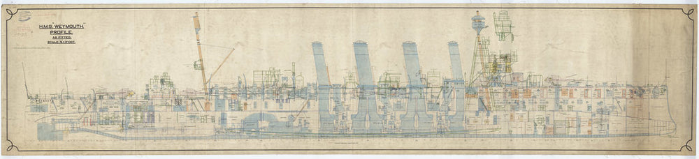 Profile plan of HMS Weymouth (1910)