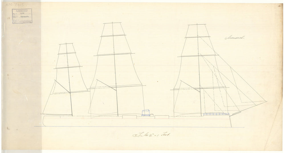 Sail plan for HMS Monarch (1868)