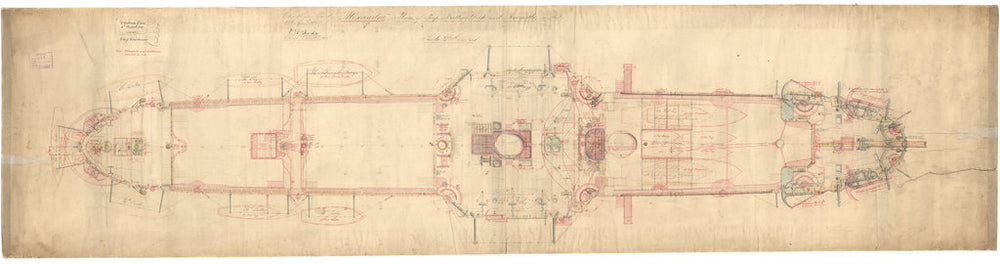 Poop, battery and forecastle deck plan for Alexandra (1875) (ex-Superb)