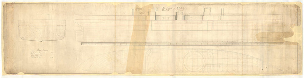 Sheer lines plan for Inflexible (1876)