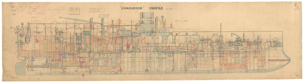 Inboard profile plan for Conqueror (1881)