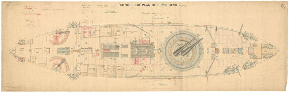 Upper deck plan for Conqueror (1881)