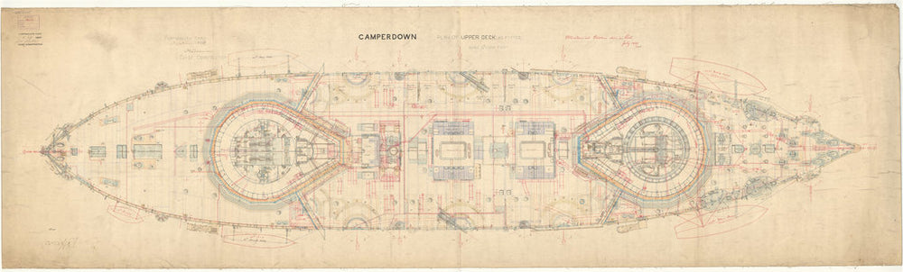 Upper deck plan for Camperdown (1885)