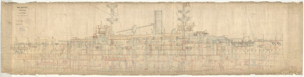 Inboard profile plan for Majestic (1895)