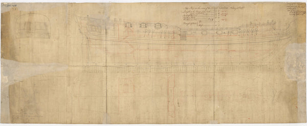 Lines plan for Royal Caroline (1750)