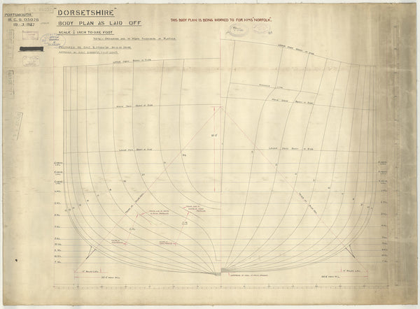 Body plan for Dorsetshire (1929)