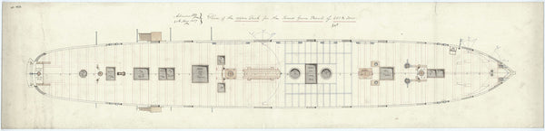 Upper deck plan for the Beyrut class design (1857), Turkish screw gun vessel