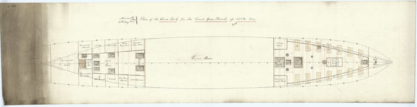 Lower deck plan for the Beyrut class design (1857), Turkish screw gun vessel