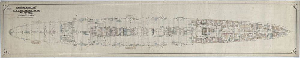 Upper deck plan for HMS Weymouth (1910)