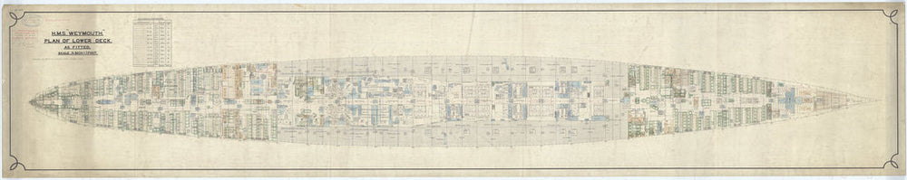 Lower deck plan for HMS Weymouth (1910)