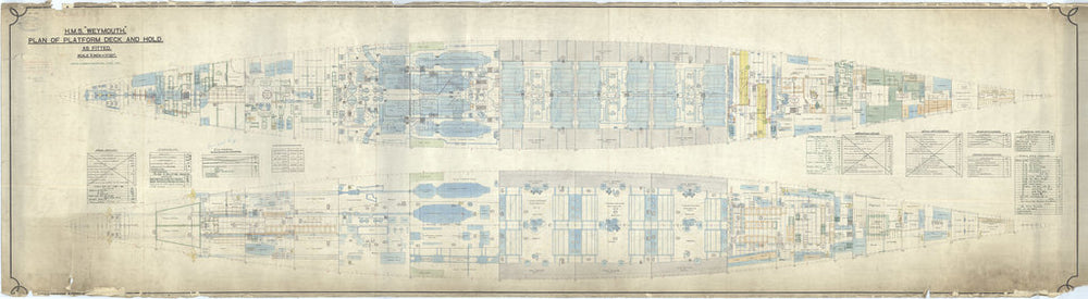 Platform deck & hold plan for HMS Weymouth (1910)