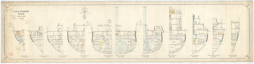 Aft section plan for HMS Cochrane (1905)