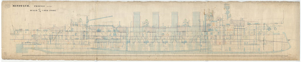 Inboard profile plan for HMS Minotaur (1906)