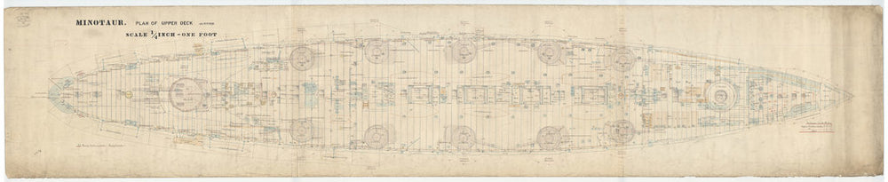 Upper deck plan for HMS Minotaur (1906)