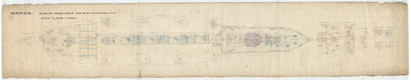 Forecastle, boat decks plan for HMS Minotaur (1906)