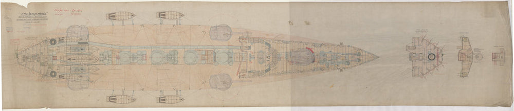 Bridge and forecastle decks plan of HMS Black Prince (1904)