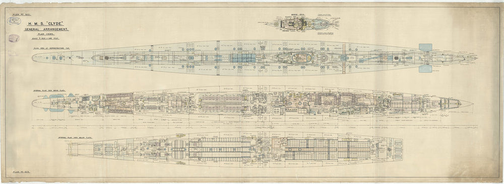 General arrangement decks plan for HMS Clyde (1934)